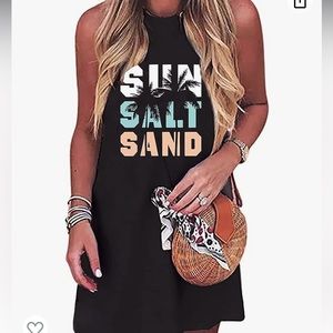 NWOT Black Sleeveless Dress with Graphic Print